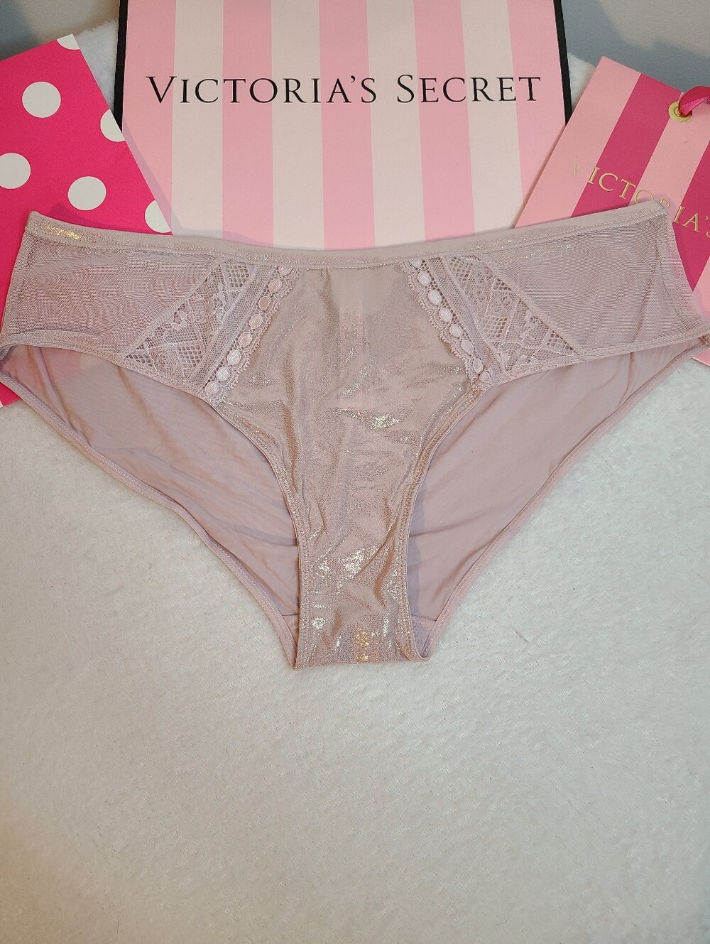 Retired VS Body By Victoria Silky Wet Look Shimmer Nylon Hiphugger Panty Lg